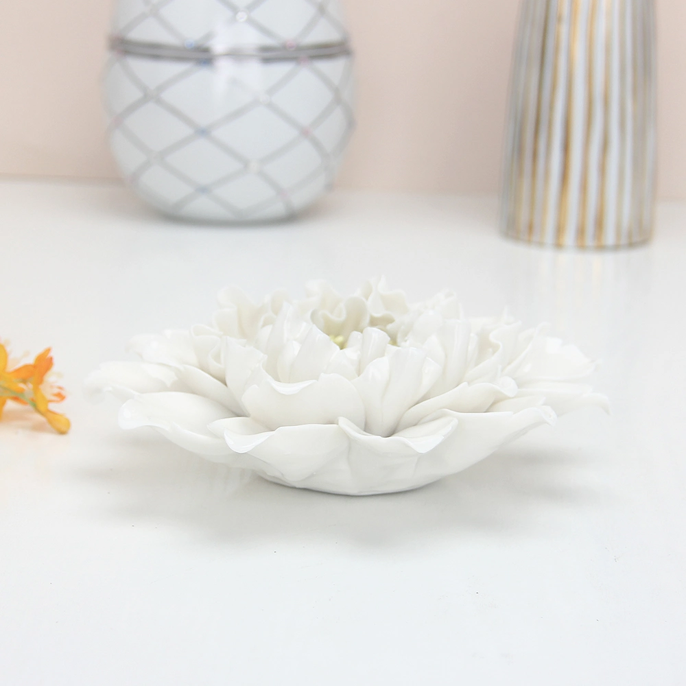 F002W Elegant Ceramic Flower Peony Wall Decor Porcelain Craft Art White Flower for Wall Background