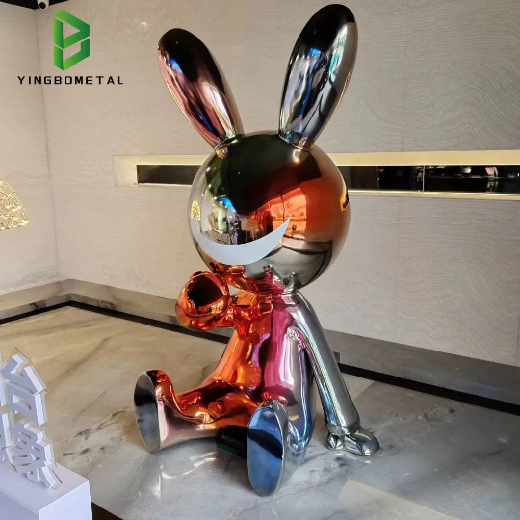 Modern Interior Decoration Wholesale Fiberglass Bunny Sculpture Animal Standing Rabbit Statue