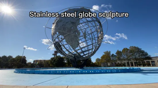 Nouveau produit artisanat moderne en métal Statue de rue Globe Sculpture de jardin en acier inoxydable